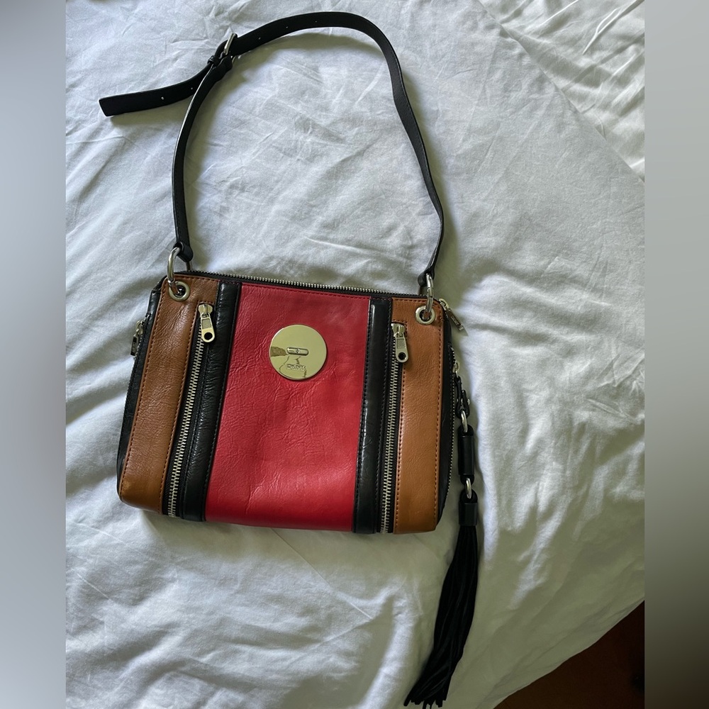 DKNY Leather Shoulder Bag with Tassel
